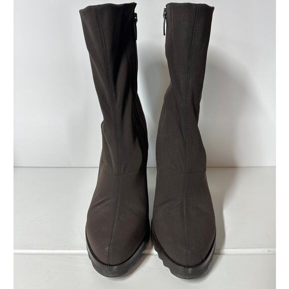 Donald J. Pliner Dona Microfiber Ankle Boots High Heel Stretchy Size 8 Brown - Picture 3 of 13